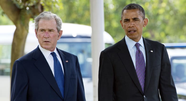 Image result for ‫أوباما وجورج بوش‬‎