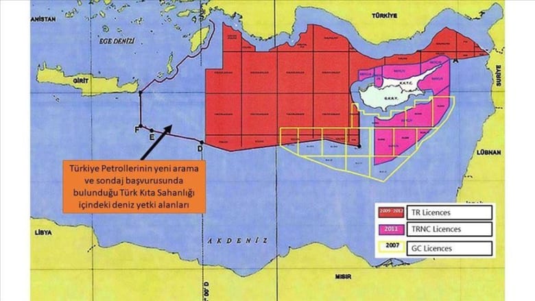تركيا تنشر خريطة لحقول جديدة تعتزم التنقيب فيها عن الطاقة بشرق البحر المتوسط