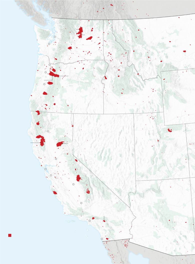 مناطق نشاط حرائق الغابات في غرب أمريكا